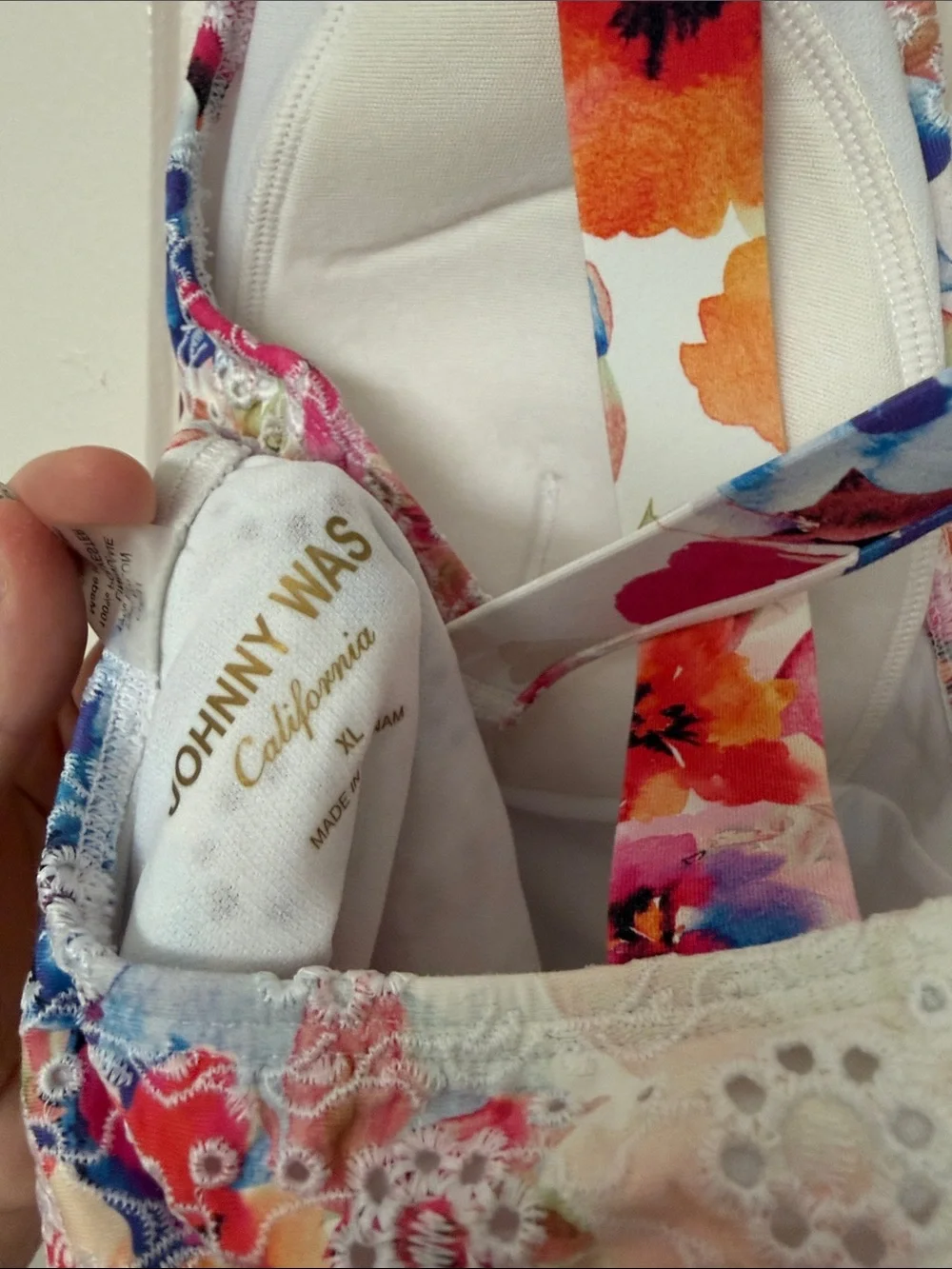 Johnny was White Floral Eyelet One-Piece Swimsuit